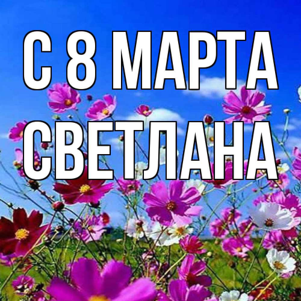 Открытка на каждый день с именем, Светлана C 8 МАРТА цветы Прикольная открытка с пожеланием онлайн скачать бесплатно 