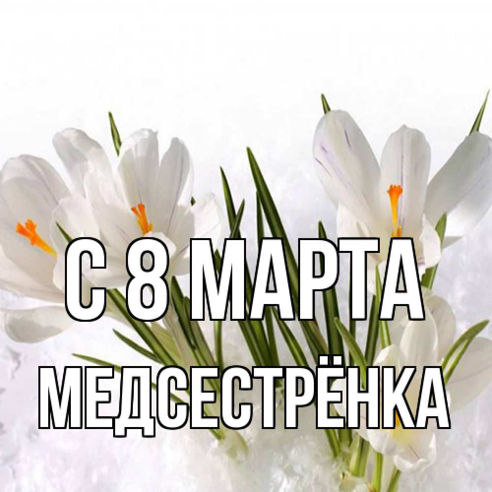 Открытка на каждый день с именем, Медсестрёнка C 8 МАРТА под снегом Прикольная открытка с пожеланием онлайн скачать бесплатно 
