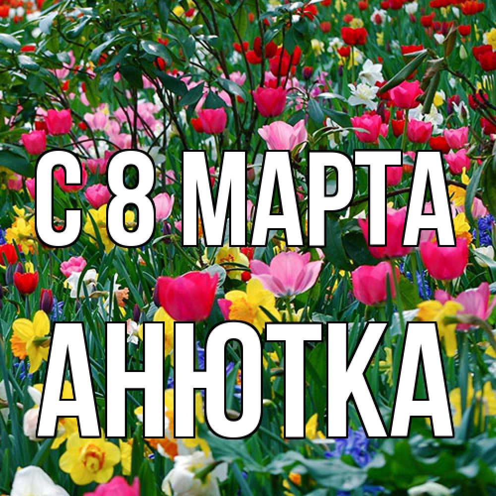 Открытка на каждый день с именем, Анютка C 8 МАРТА с международным женским днем поздравления для женщины Прикольная открытка с пожеланием онлайн скачать бесплатно 
