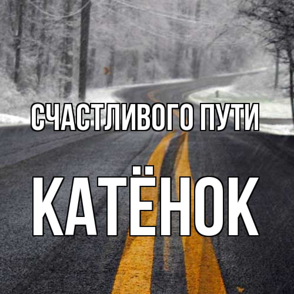 Открытка на каждый день с именем, Катёнок Счастливого пути хорошего вам путешествия Прикольная открытка с пожеланием онлайн скачать бесплатно 
