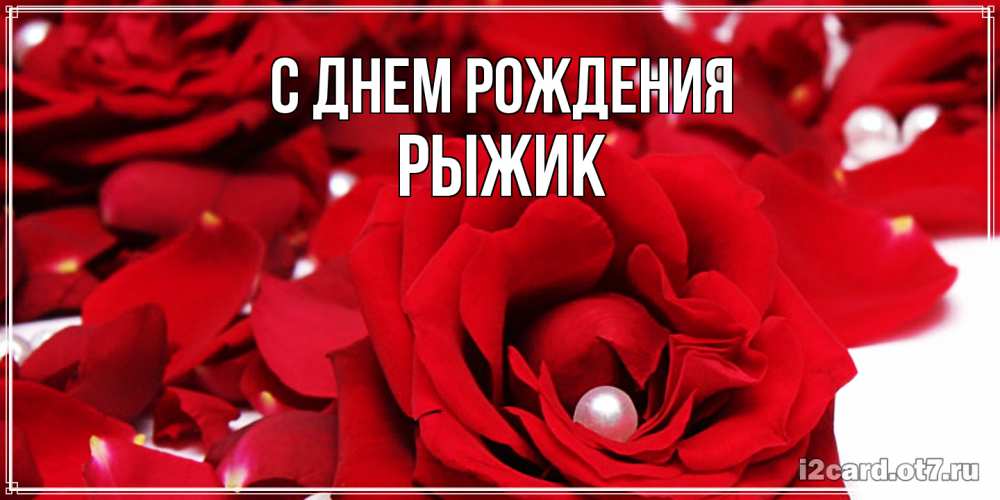 Открытка на каждый день с именем, рыжик С днем рождения роза с жемчужиной на открытке для любимых Прикольная открытка с пожеланием онлайн скачать бесплатно 