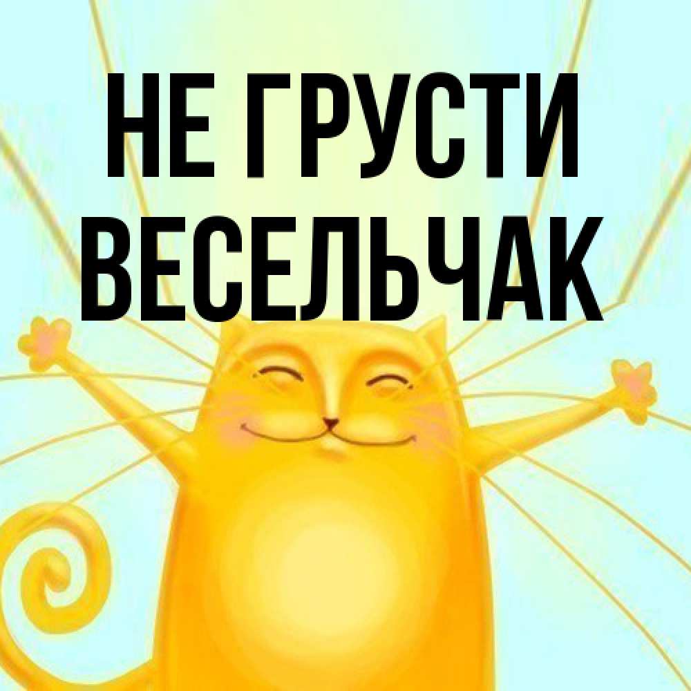 Открытка на каждый день с именем, Весельчак Не грусти обнимашки усатые Прикольная открытка с пожеланием онлайн скачать бесплатно 