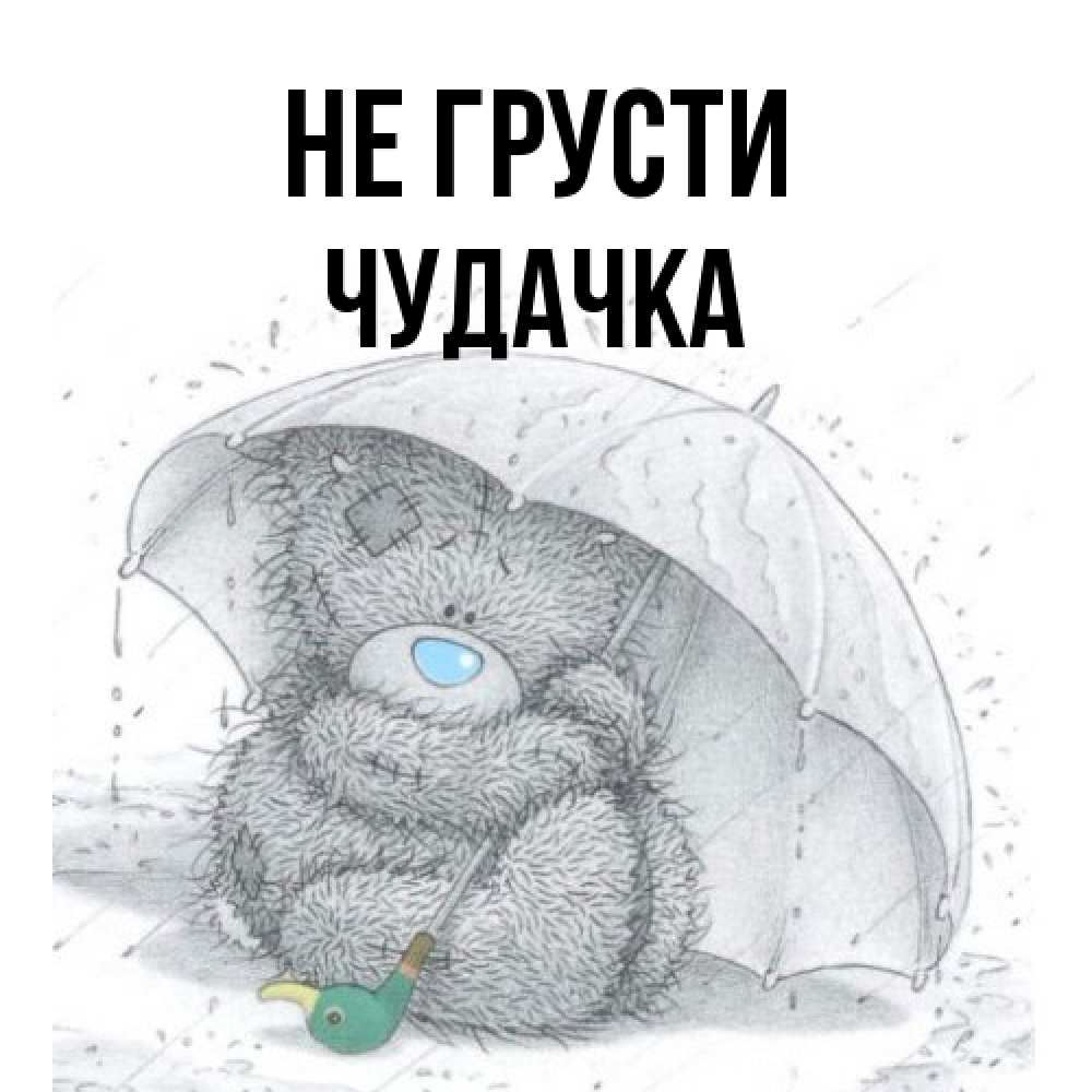 Открытка на каждый день с именем, Чудачка Не грусти спасите мишку Тедди Прикольная открытка с пожеланием онлайн скачать бесплатно 