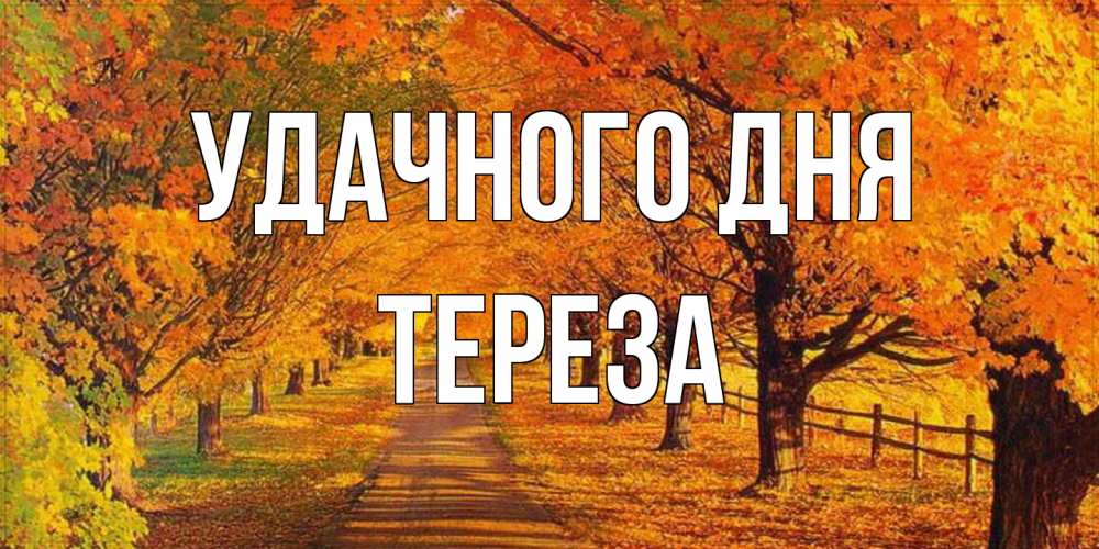 Открытка на каждый день с именем, Тереза Удачного дня деревья с осенними листьями Прикольная открытка с пожеланием онлайн скачать бесплатно 
