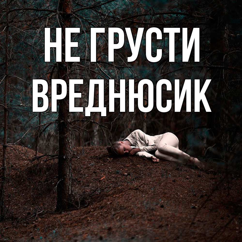 Открытка на каждый день с именем, Вреднюсик Не грусти лес Прикольная открытка с пожеланием онлайн скачать бесплатно 