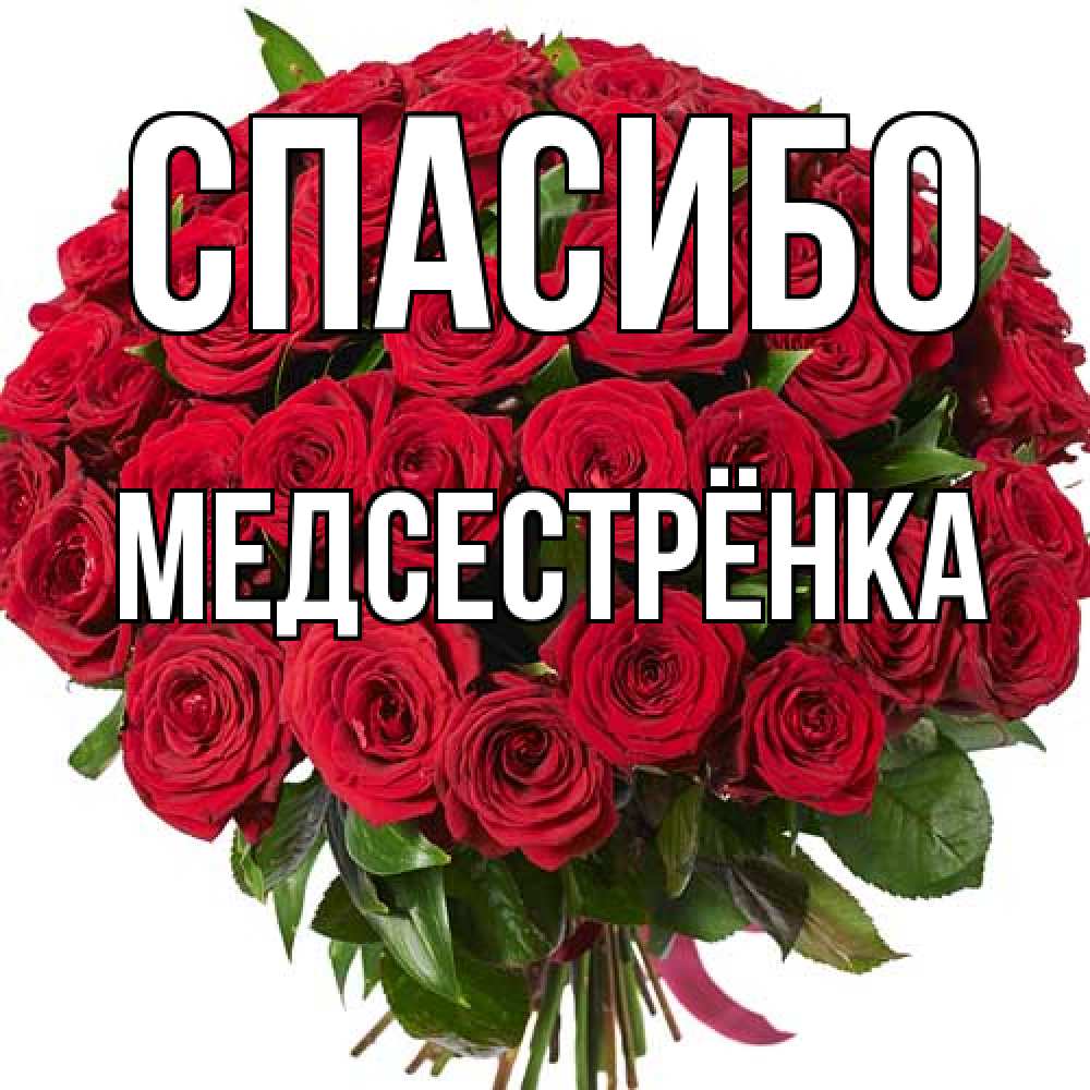 Открытка на каждый день с именем, Медсестрёнка Спасибо букет красных роз Прикольная открытка с пожеланием онлайн скачать бесплатно 