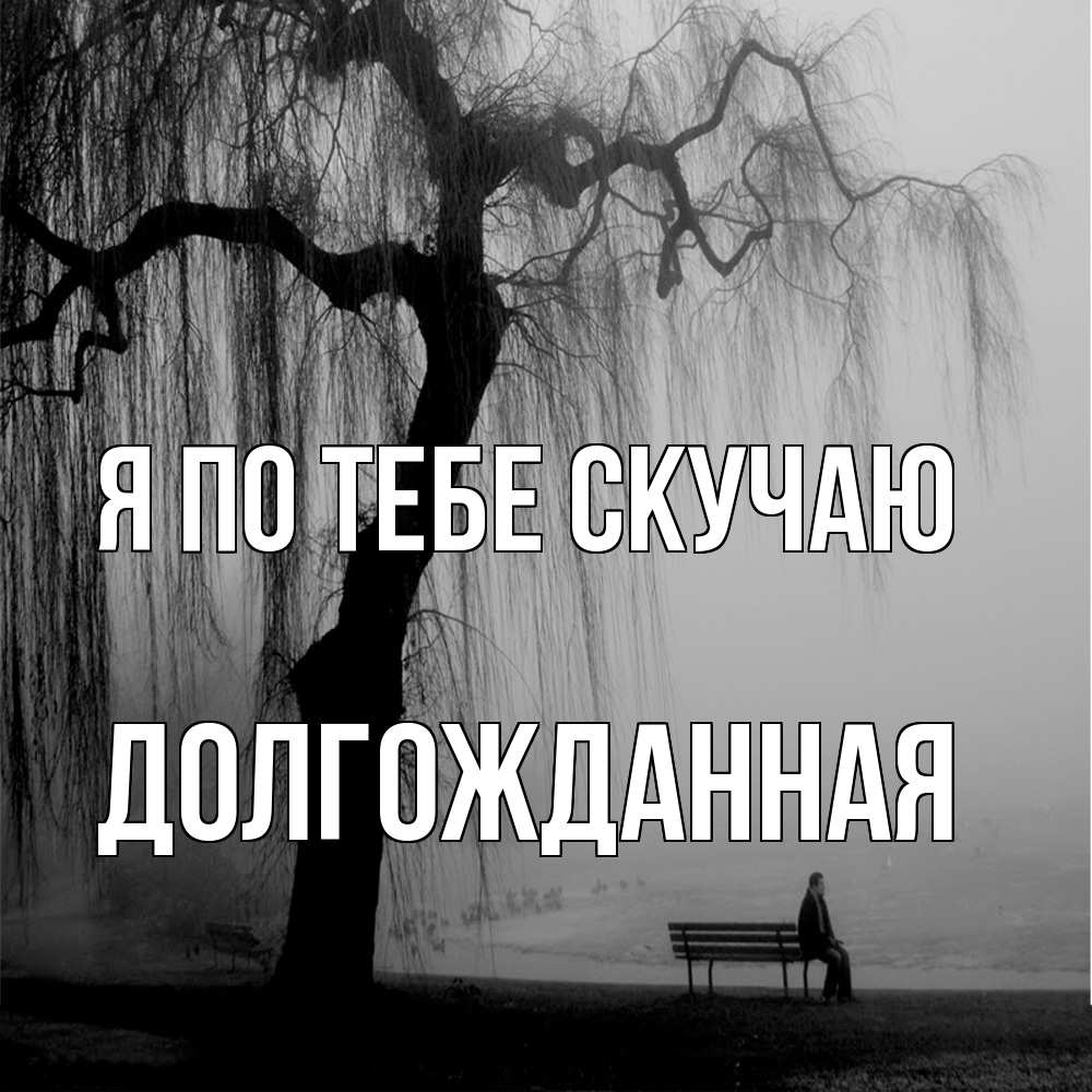 Открытка на каждый день с именем, Долгожданная Я по тебе скучаю лавочка под деревом я жду тебя Прикольная открытка с пожеланием онлайн скачать бесплатно 