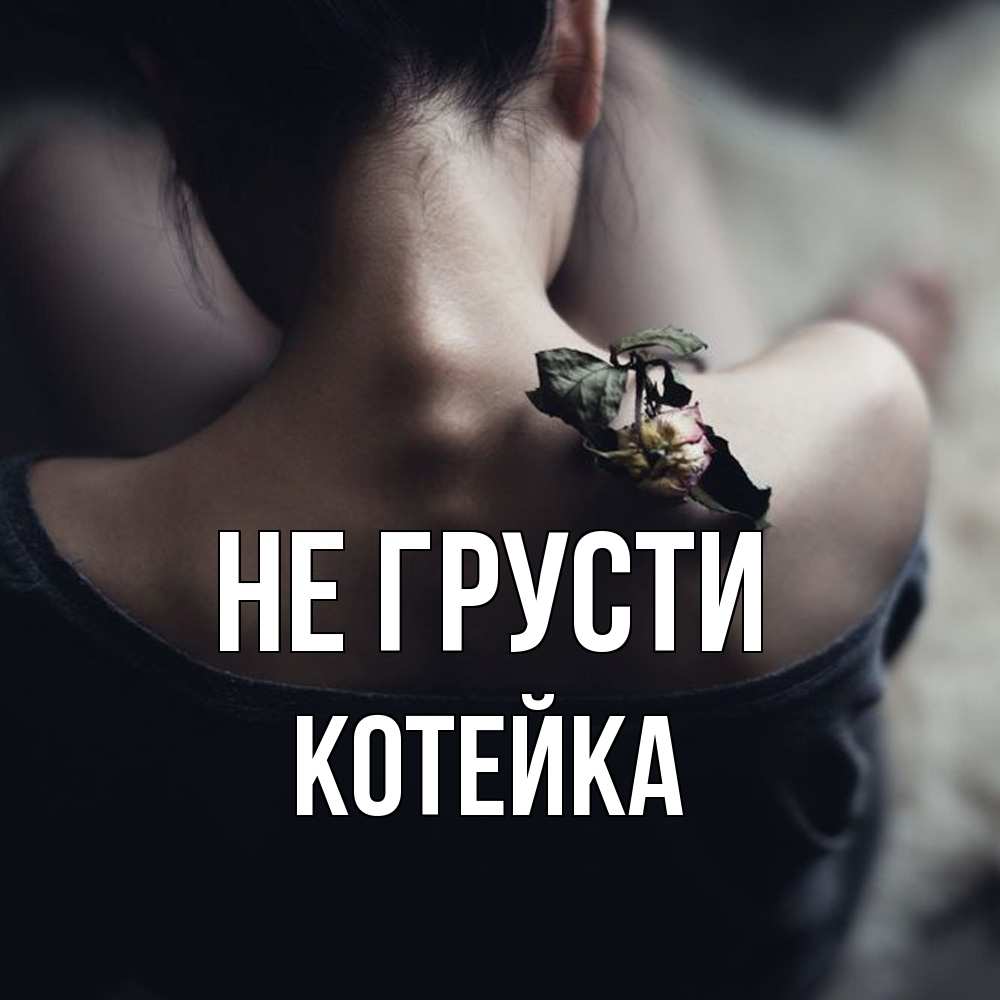 Открытка на каждый день с именем, Котейка Не грусти девушка со спины Прикольная открытка с пожеланием онлайн скачать бесплатно 