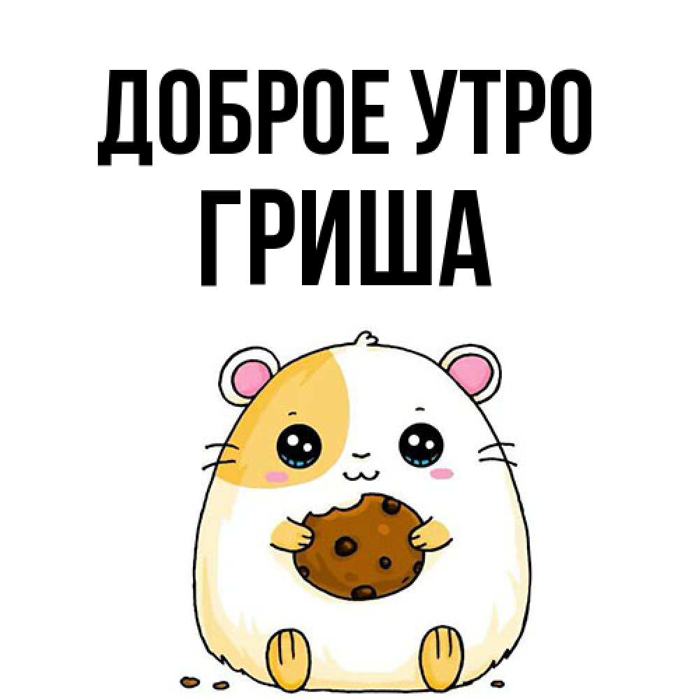Открытка на каждый день с именем, Гриша Доброе утро есть печеньку. Утречко Прикольная открытка с пожеланием онлайн скачать бесплатно 