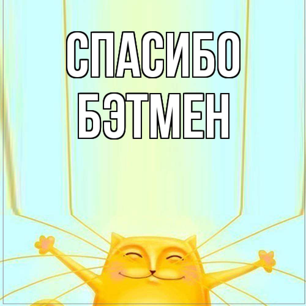 Открытка на каждый день с именем, Бэтмен Спасибо кот с усами благодарит Прикольная открытка с пожеланием онлайн скачать бесплатно 