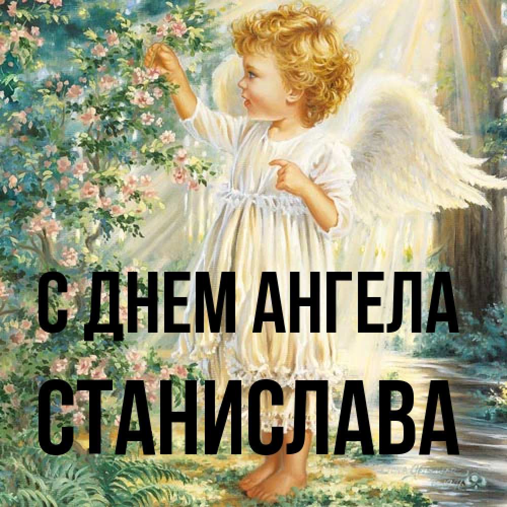 Открытка на каждый день с именем, Станислава С днем ангела собирает цветы Прикольная открытка с пожеланием онлайн скачать бесплатно 