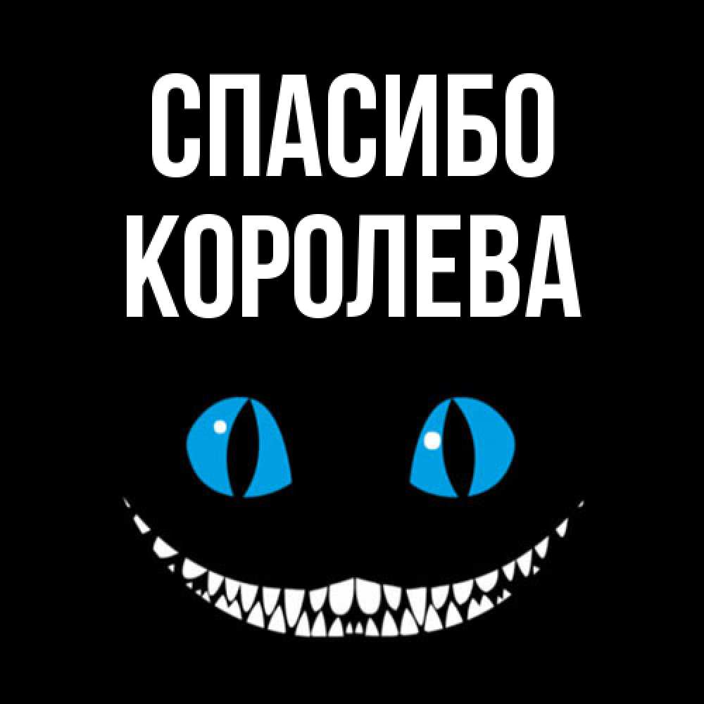 Открытка на каждый день с именем, королева Спасибо благодарю от чеширика Прикольная открытка с пожеланием онлайн скачать бесплатно 