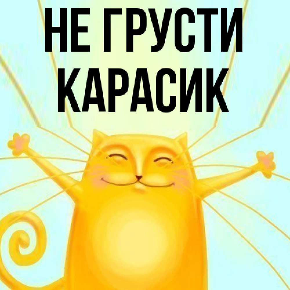 Открытка на каждый день с именем, карасик Не грусти обнимашки усатые Прикольная открытка с пожеланием онлайн скачать бесплатно 