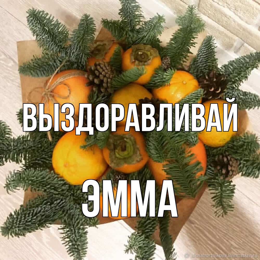 Открытка на каждый день с именем, Эмма Выздоравливай апельсины и хурьма Прикольная открытка с пожеланием онлайн скачать бесплатно 