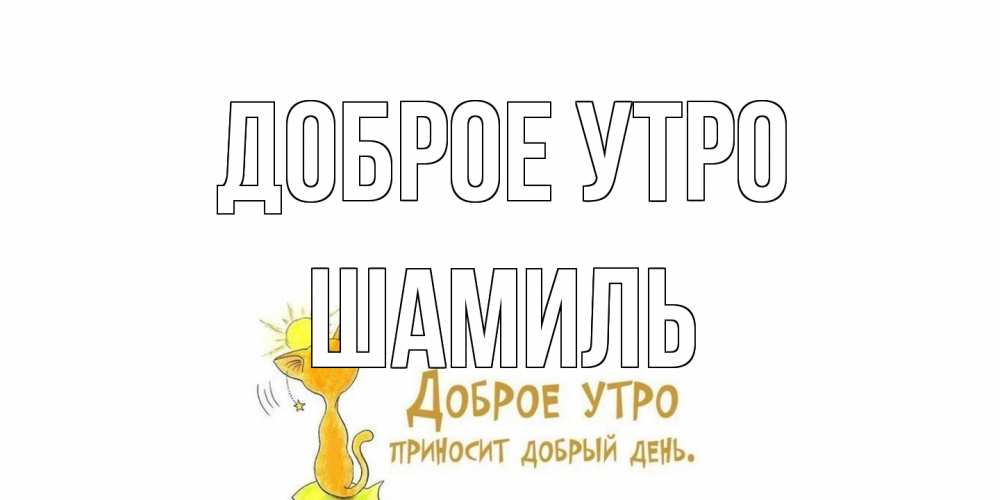 Открытка на каждый день с именем, Шамиль Доброе утро кот, солнце Прикольная открытка с пожеланием онлайн скачать бесплатно 