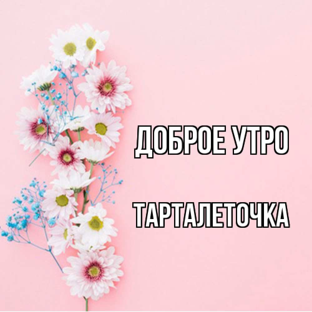 Открытка на каждый день с именем, Тарталеточка Доброе утро цветы с подписью Прикольная открытка с пожеланием онлайн скачать бесплатно 
