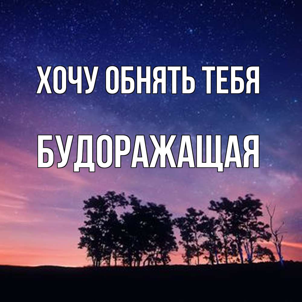Открытка на каждый день с именем, будоражащая Хочу обнять тебя силуэты деревьев Прикольная открытка с пожеланием онлайн скачать бесплатно 