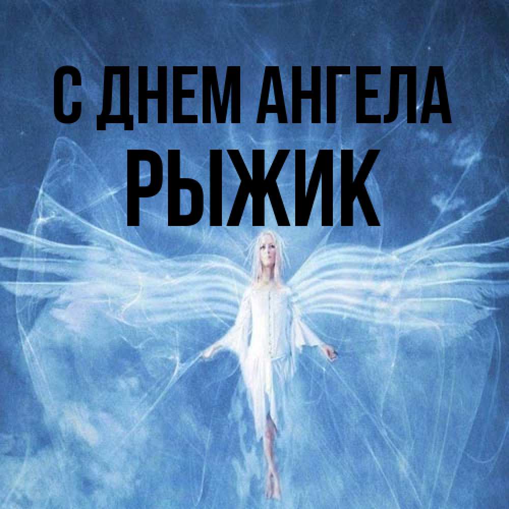 Открытка на каждый день с именем, рыжик С днем ангела голубой фон и крылья как у стрекозы Прикольная открытка с пожеланием онлайн скачать бесплатно 