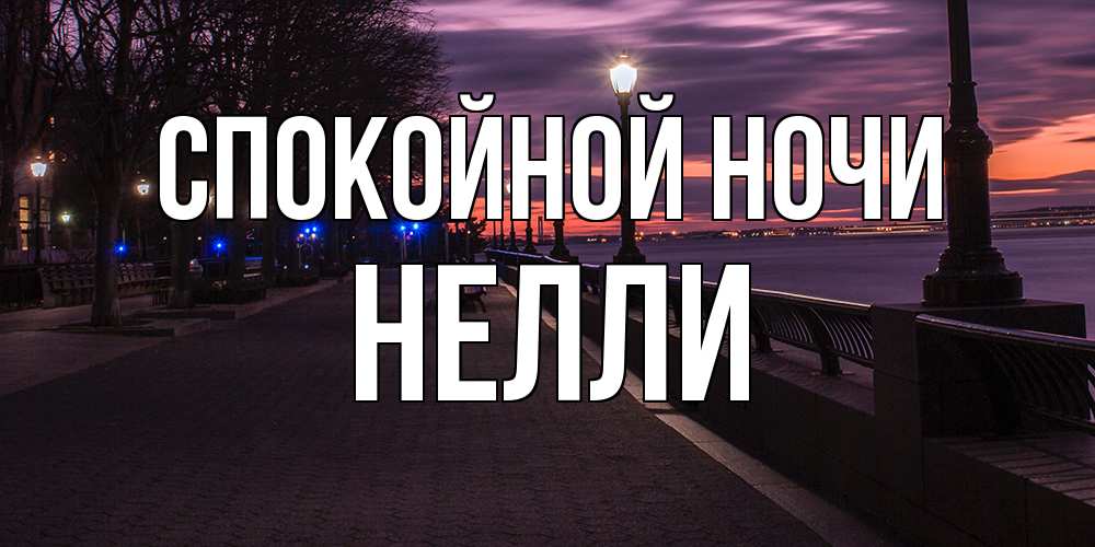 Открытка на каждый день с именем, Нелли Спокойной ночи фонари на фоне реки Прикольная открытка с пожеланием онлайн скачать бесплатно 