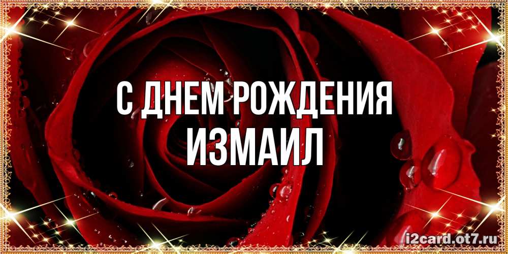 Открытка на каждый день с именем, Измаил С днем рождения цветок в росе на день рождения Прикольная открытка с пожеланием онлайн скачать бесплатно 