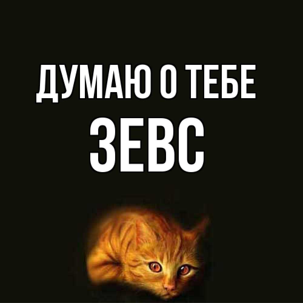 Открытка на каждый день с именем, Зевс Думаю о тебе рыжий Прикольная открытка с пожеланием онлайн скачать бесплатно 