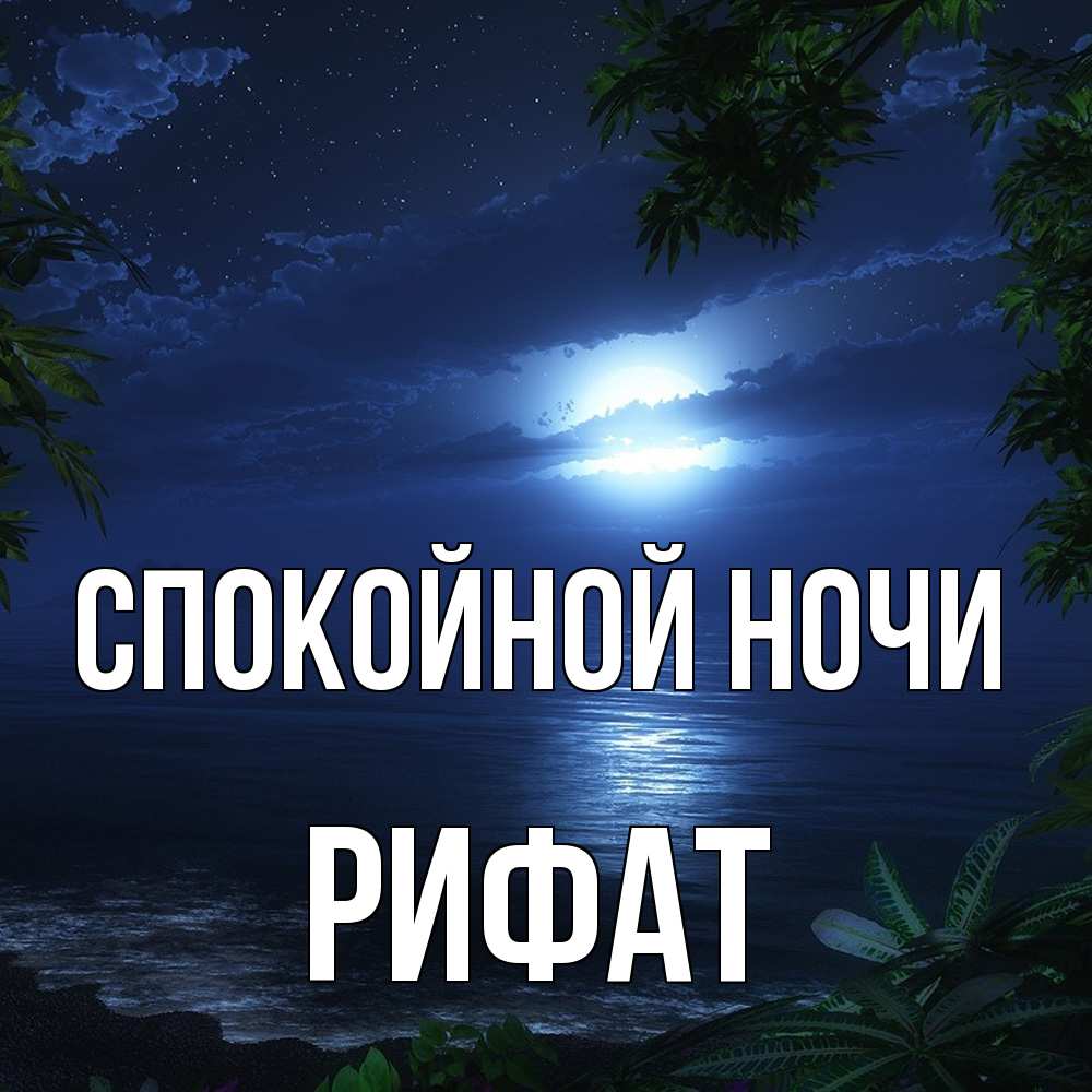 Открытка на каждый день с именем, Рифат Спокойной ночи тропический остров Прикольная открытка с пожеланием онлайн скачать бесплатно 