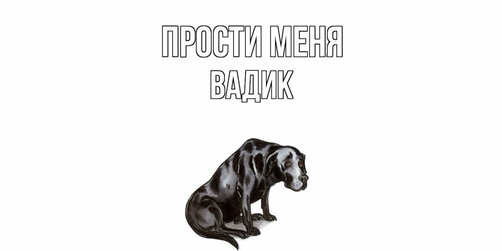 Открытка на каждый день с именем, Вадик Прости меня грустная собака на открытке с подписью прости меня Прикольная открытка с пожеланием онлайн скачать бесплатно 