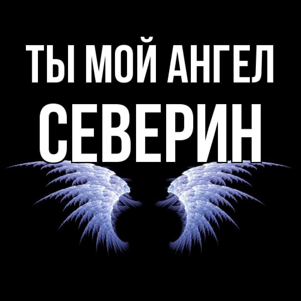 Открытка на каждый день с именем, Северин Ты мой ангел ангельские крылья на черном фоне Прикольная открытка с пожеланием онлайн скачать бесплатно 
