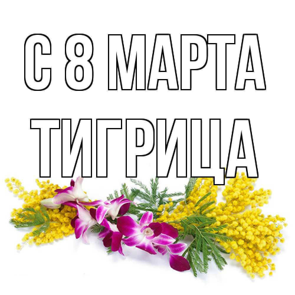 Открытка на каждый день с именем, Тигрица C 8 МАРТА открытка на международный женский день с цветами  1 Прикольная открытка с пожеланием онлайн скачать бесплатно 