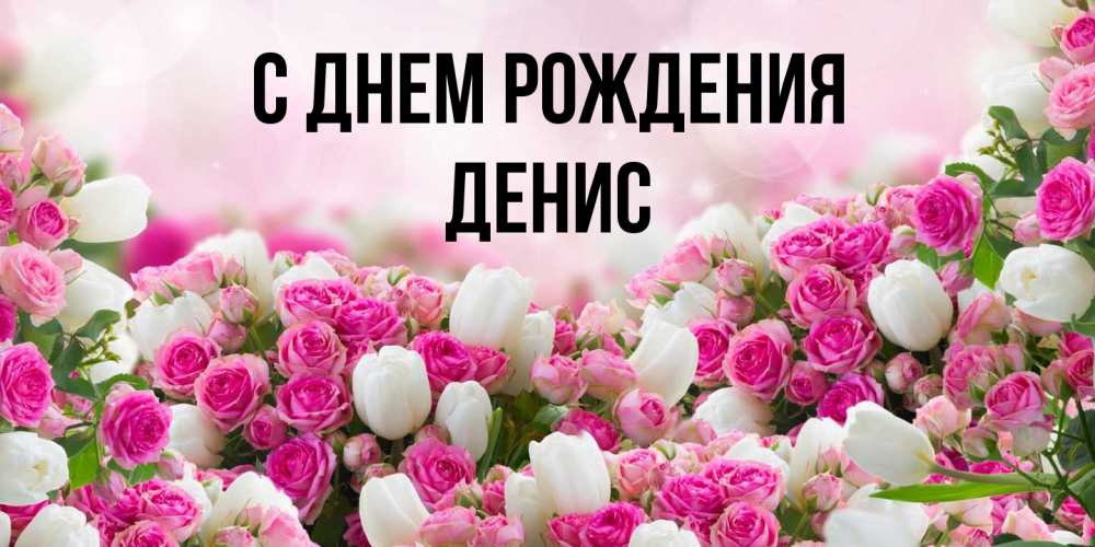 Открытка на каждый день с именем, Денис С днем рождения открытка с разными розами Прикольная открытка с пожеланием онлайн скачать бесплатно 