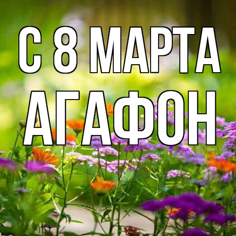 Открытка на каждый день с именем, Агафон C 8 МАРТА цветы Прикольная открытка с пожеланием онлайн скачать бесплатно 