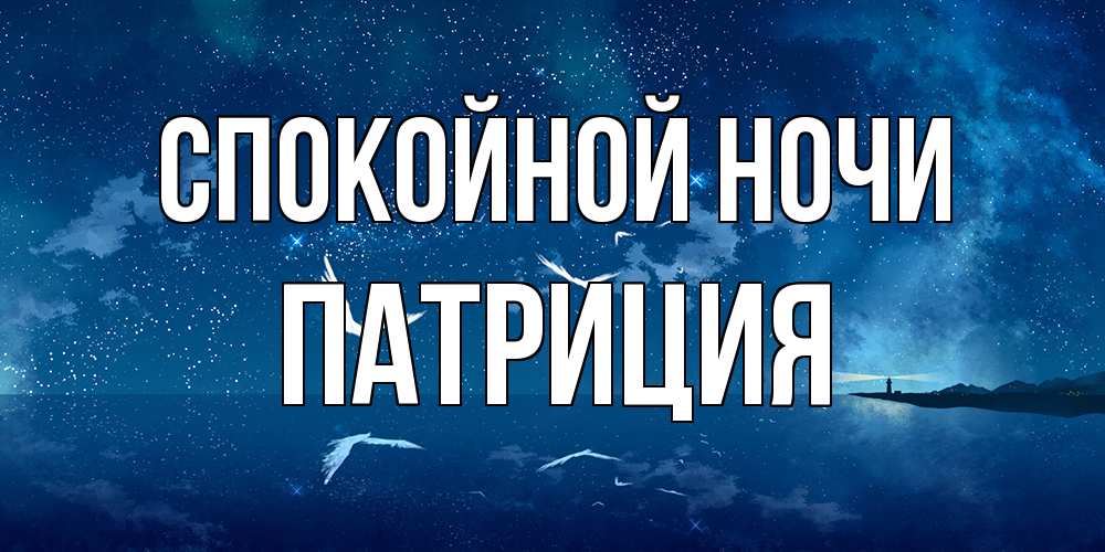 Открытка на каждый день с именем, Патриция Спокойной ночи птицы летят на фоне ночного неба Прикольная открытка с пожеланием онлайн скачать бесплатно 