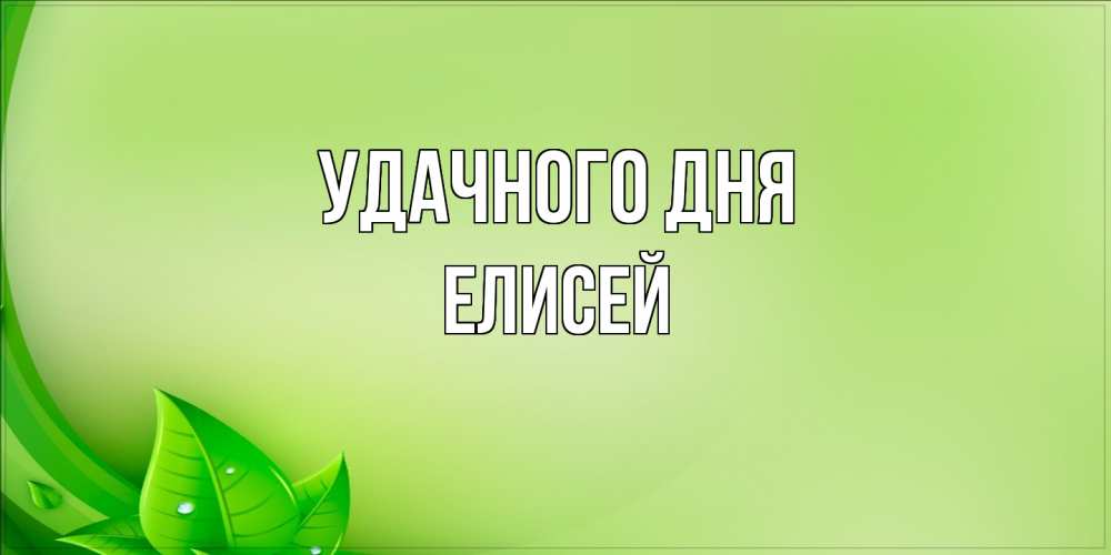 Открытка на каждый день с именем, Елисей Удачного дня зеленая тема Прикольная открытка с пожеланием онлайн скачать бесплатно 