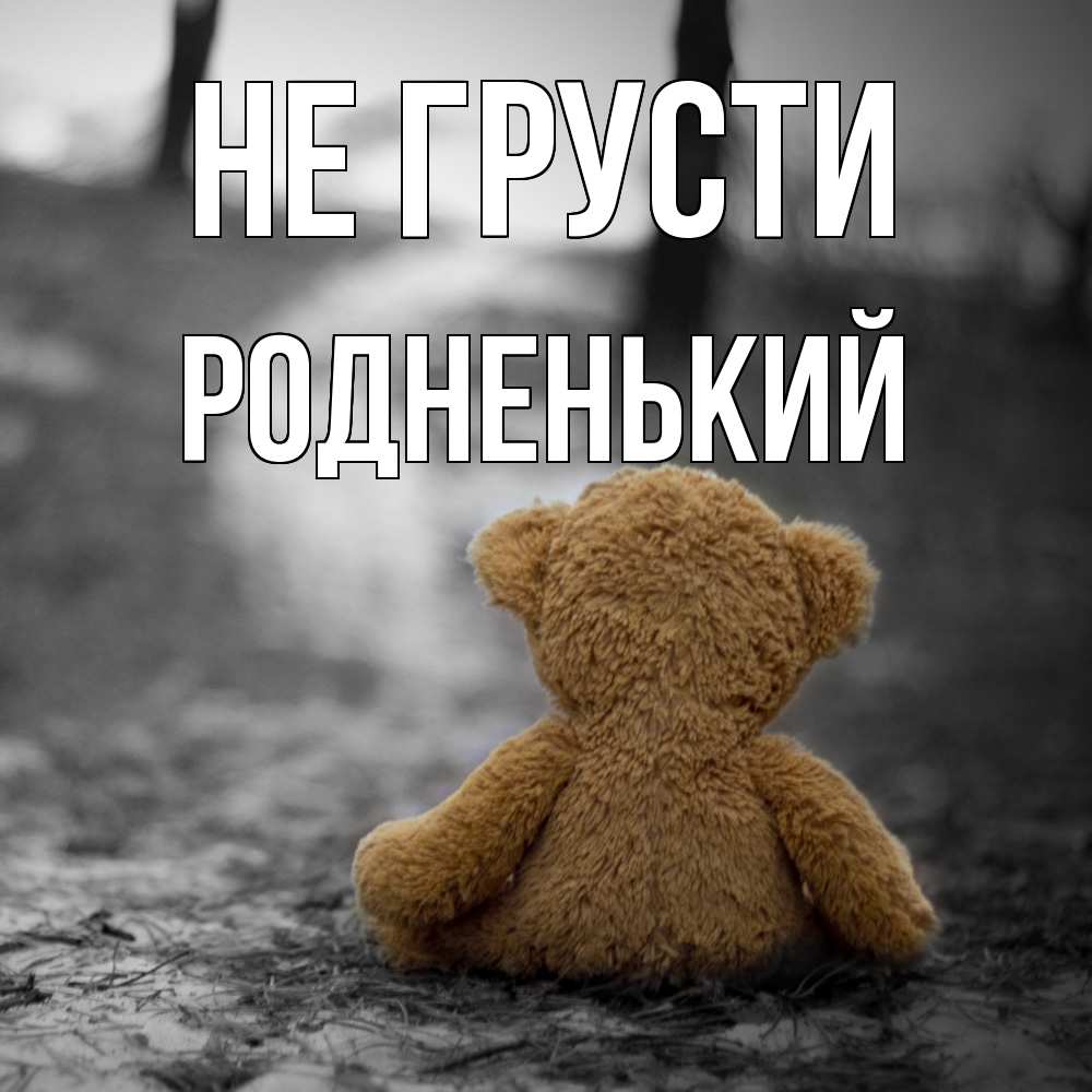 Открытка на каждый день с именем, Родненький Не грусти медведь со спин Прикольная открытка с пожеланием онлайн скачать бесплатно 