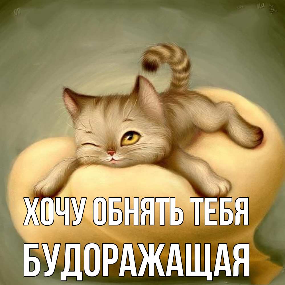 Открытка на каждый день с именем, будоражащая Хочу обнять тебя кошечка Прикольная открытка с пожеланием онлайн скачать бесплатно 