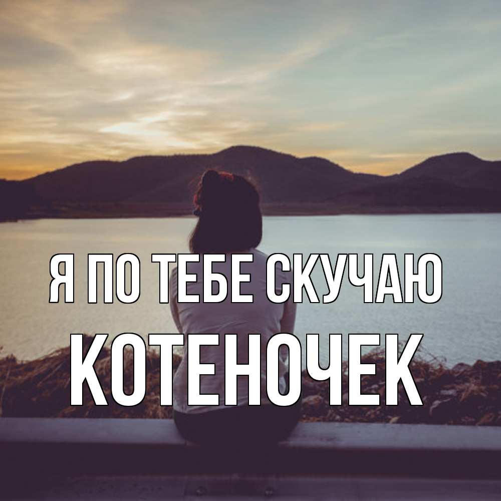 Открытка на каждый день с именем, Котеночек Я по тебе скучаю я уже соскучилась Прикольная открытка с пожеланием онлайн скачать бесплатно 