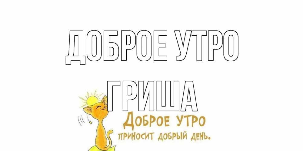 Открытка на каждый день с именем, Гриша Доброе утро кот, солнце Прикольная открытка с пожеланием онлайн скачать бесплатно 