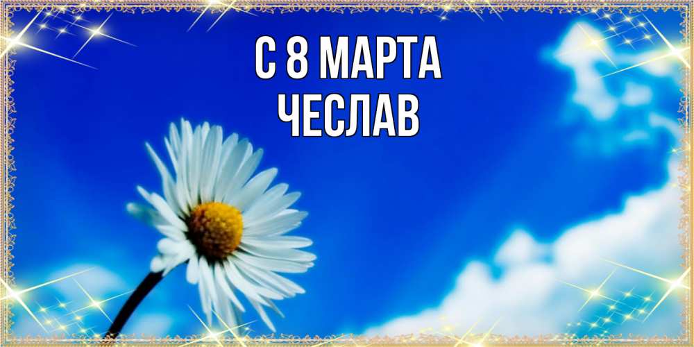 Открытка на каждый день с именем, Чеслав C 8 МАРТА красивая открытка в синих тонах Прикольная открытка с пожеланием онлайн скачать бесплатно 