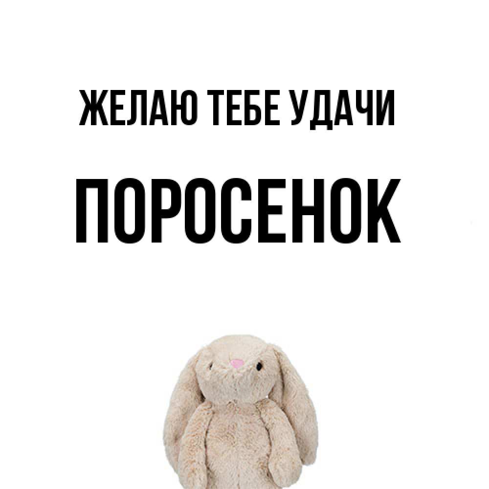 Открытка на каждый день с именем, Поросенок Желаю тебе удачи сайт создаватель открыток Прикольная открытка с пожеланием онлайн скачать бесплатно 