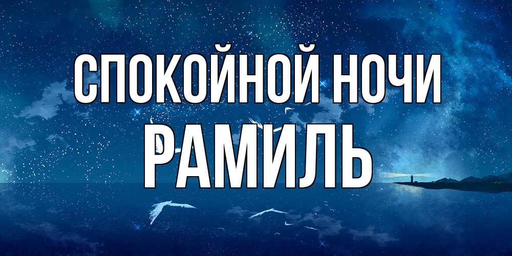 Открытка на каждый день с именем, Рамиль Спокойной ночи птицы летят на фоне ночного неба Прикольная открытка с пожеланием онлайн скачать бесплатно 