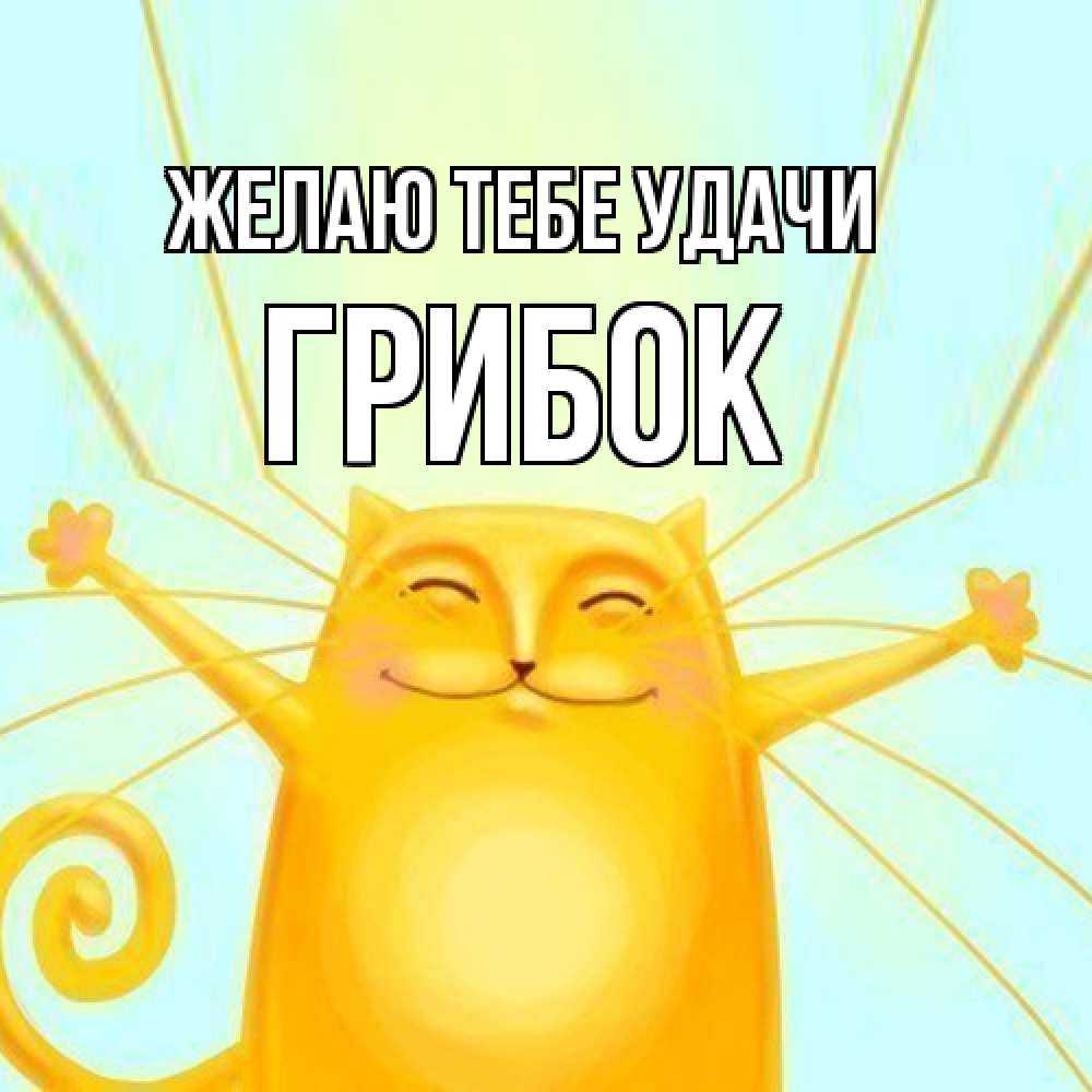 Открытка на каждый день с именем, Грибок Желаю тебе удачи пусть придет к тебе удача Прикольная открытка с пожеланием онлайн скачать бесплатно 