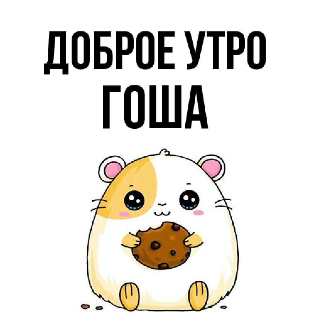 Открытка на каждый день с именем, Гоша Доброе утро есть печеньку. Утречко Прикольная открытка с пожеланием онлайн скачать бесплатно 