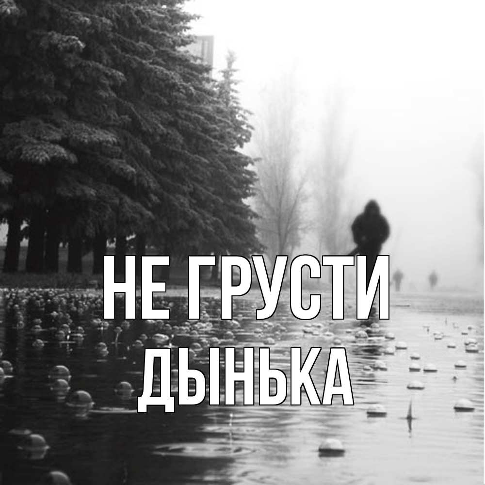 Открытка на каждый день с именем, Дынька Не грусти улица под дождем Прикольная открытка с пожеланием онлайн скачать бесплатно 