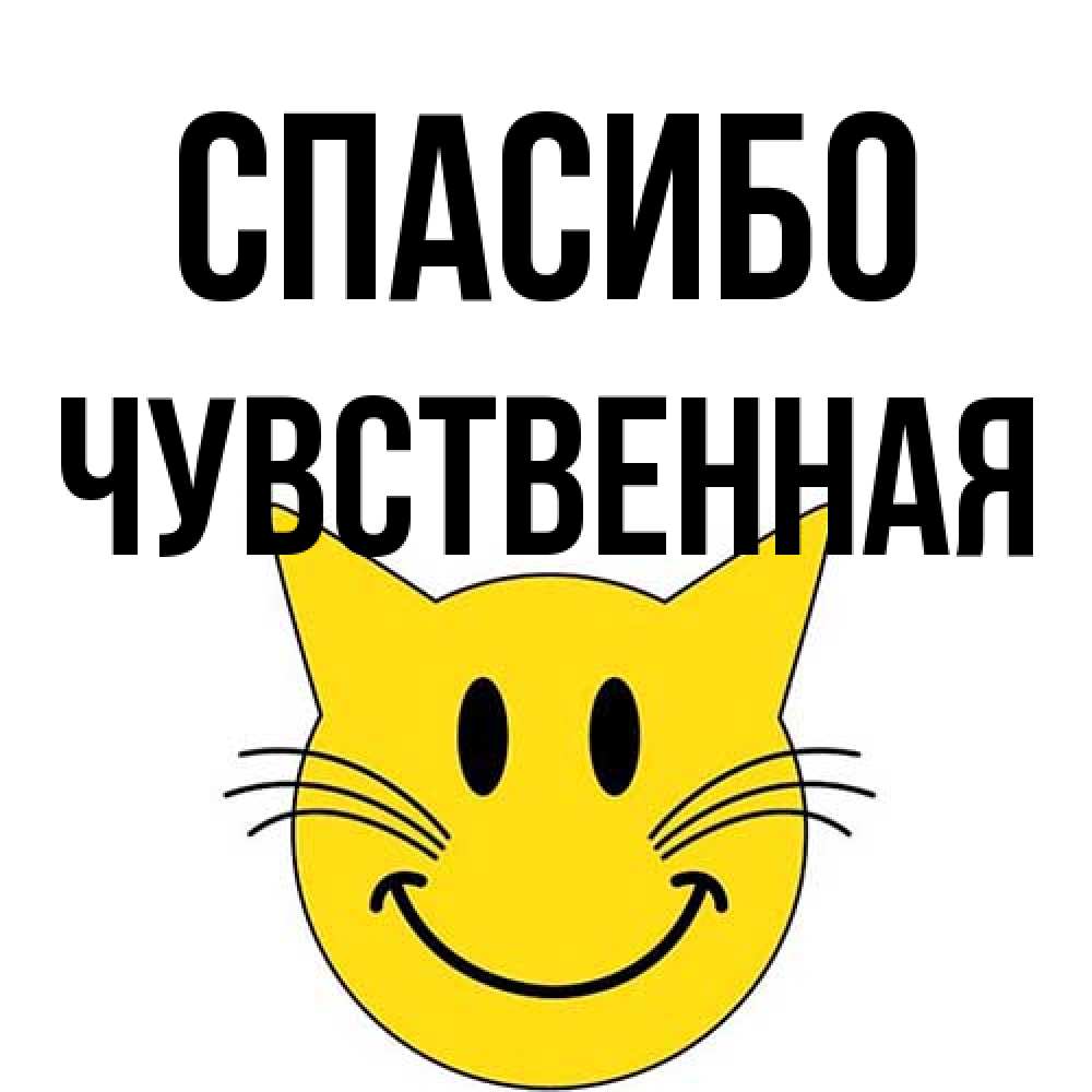 Открытка на каждый день с именем, Чувственная Спасибо улыбающийся смайл кот Прикольная открытка с пожеланием онлайн скачать бесплатно 