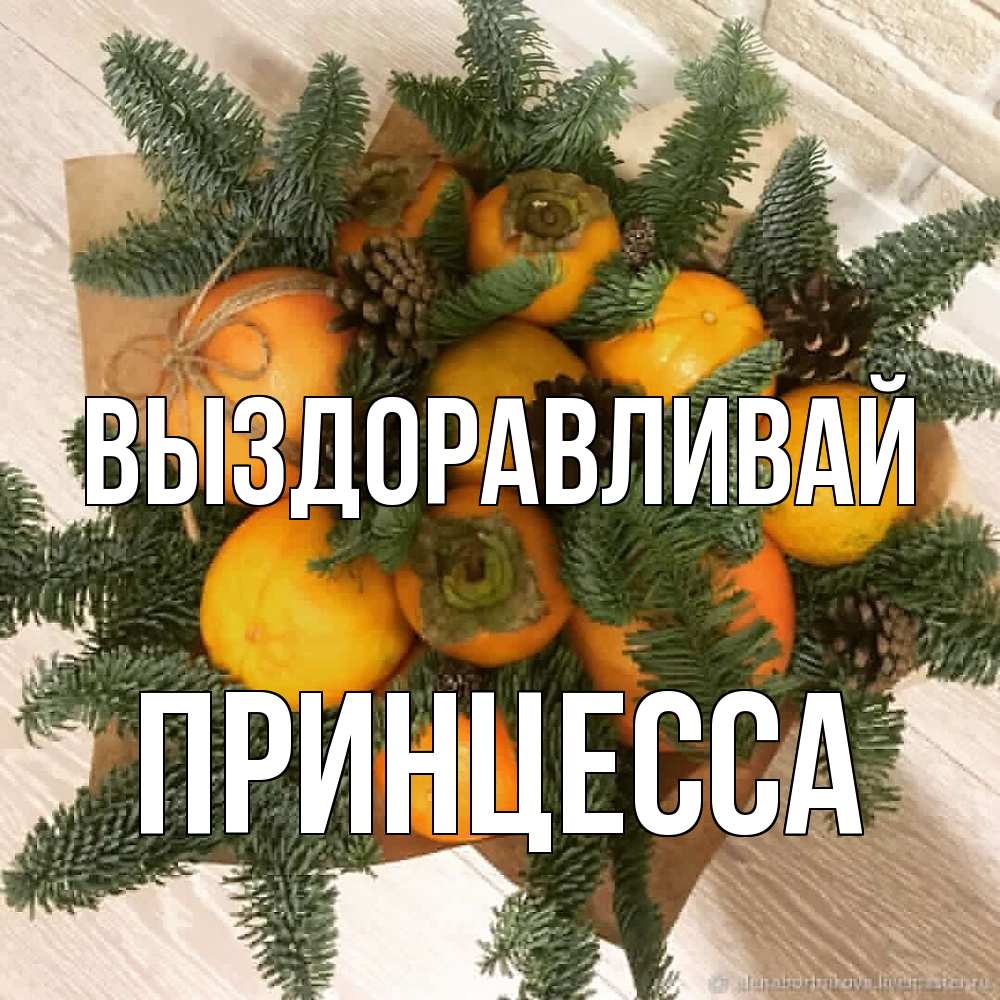 Открытка на каждый день с именем, Принцесса Выздоравливай апельсины и хурьма Прикольная открытка с пожеланием онлайн скачать бесплатно 