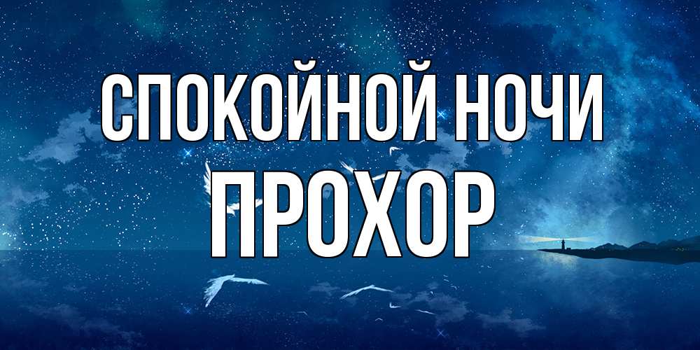 Открытка на каждый день с именем, Прохор Спокойной ночи птицы летят на фоне ночного неба Прикольная открытка с пожеланием онлайн скачать бесплатно 