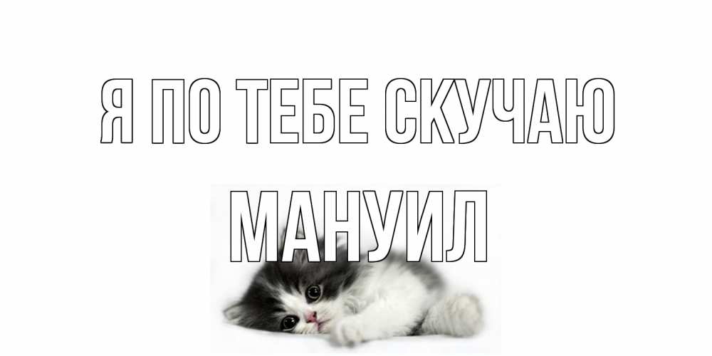 Открытка на каждый день с именем, Мануил Я по тебе скучаю кот, скука Прикольная открытка с пожеланием онлайн скачать бесплатно 