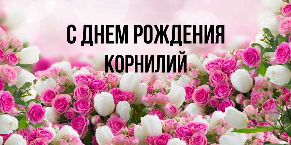 Открытка на каждый день с именем, Корнилий С днем рождения открытка с разными розами Прикольная открытка с пожеланием онлайн скачать бесплатно 