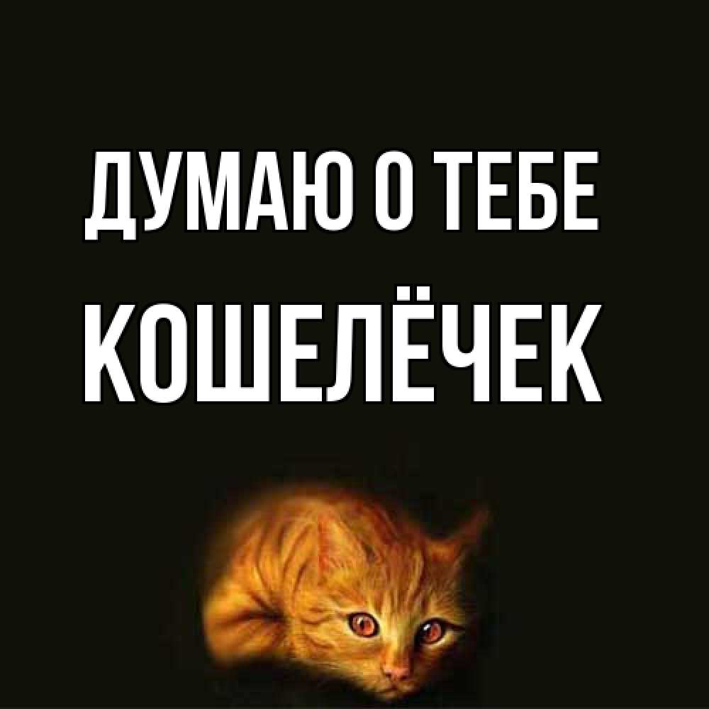 Открытка на каждый день с именем, кошелёчек Думаю о тебе рыжий Прикольная открытка с пожеланием онлайн скачать бесплатно 