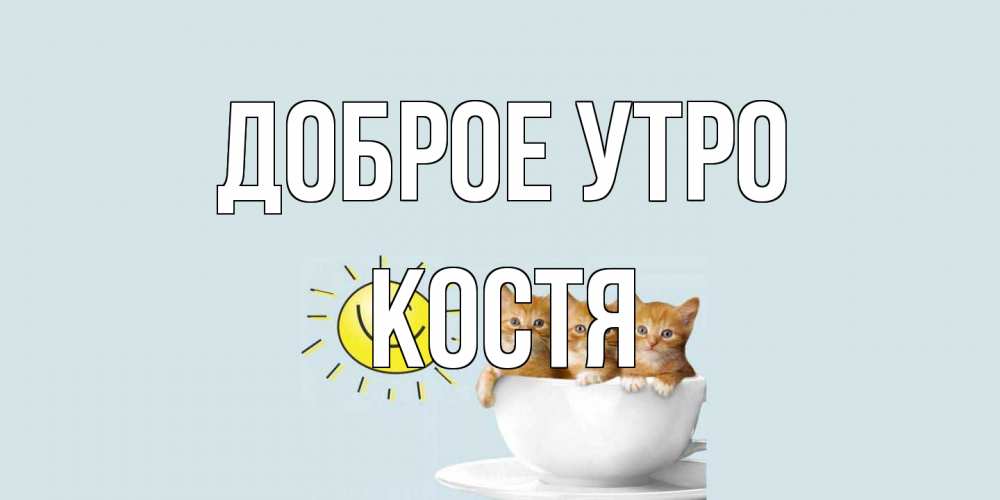 Открытка на каждый день с именем, Костя Доброе утро котята Прикольная открытка с пожеланием онлайн скачать бесплатно 